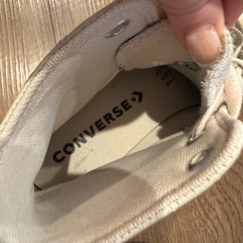 Converse Cream platform/leather high tops - Picture 5 of 6